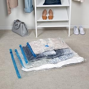 Space Saving Clothes Vac Pack Vacuum Storage Bags Variety Pack with Hand Pump Included