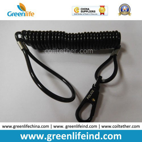 Buy Police Using Black Strong Safe Spring Hook Coil Lanyard at wholesale prices