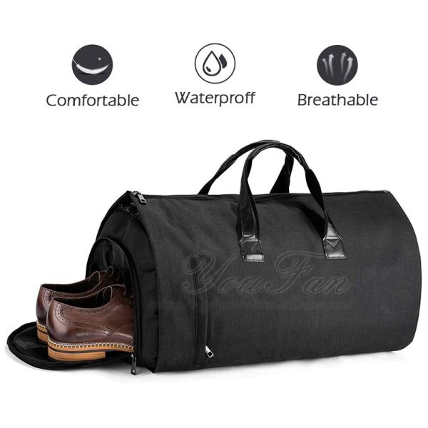 Waterproof Weekender Garment Duffel Bag Breathable With Shoe Compartment
