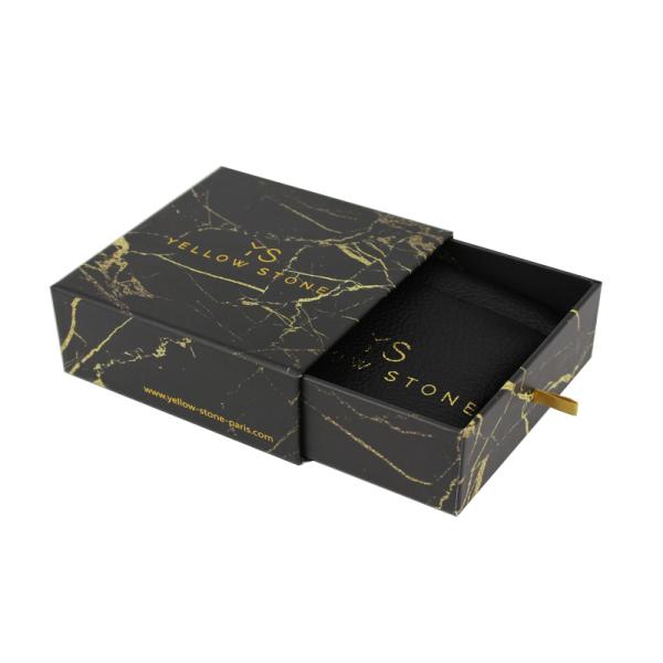 Qingdao Yilucai Top Quality Custom Cardboard Gift Drawer Box Black Marble Jewelry Box