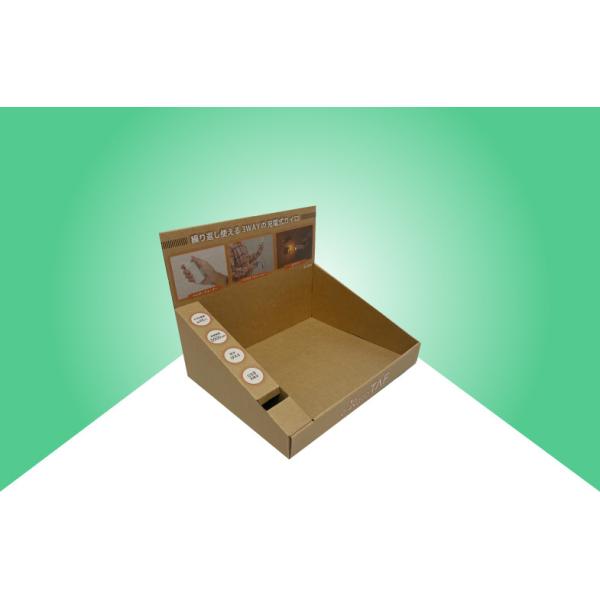Brown Natural Kraft Cardboard Counter Display , Selling Electronics Table