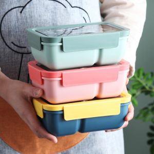 Wholesale bento box plastic lunch box set portable adult student lunch box
