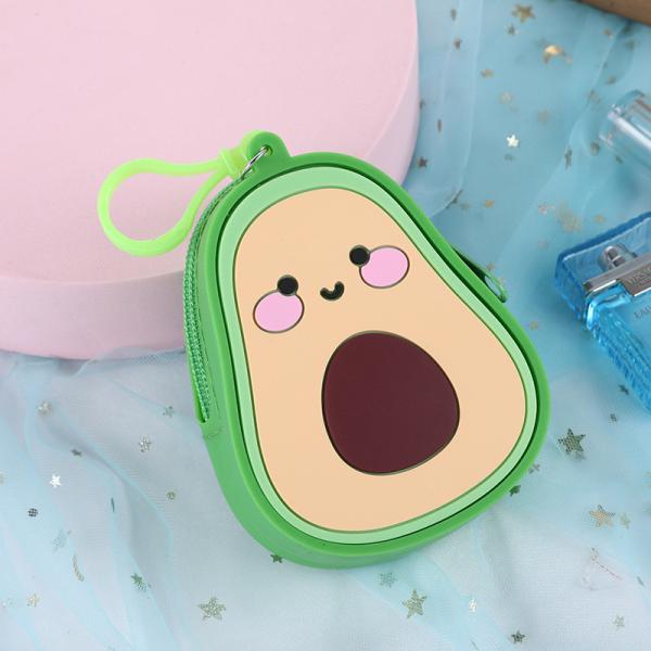 Cartoon Avocado Silicone Coin Wallets Cute Purse Headset Bag Makeup And Hair Accessories Bag Fun Toy Shoulder Purse Bag