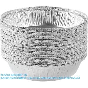 7.5" Inch Round Tin Foil Pans Disposable Aluminum, Freezer & Oven Safe - For