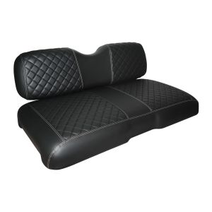 Black Base Double Diamond Pattern Golf Cart Front Seat Cushions For EZGO RXV
