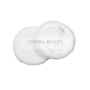 Round White Cotton Facial Makeup Puff Sponge Tool Satin Velour Powder Puff