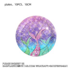 Mermaid Theme Tableware Set Mermaid Disposable Paper Plate Dinnerware Set