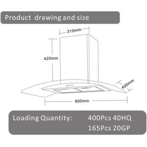 Kitchen Appliances Curved Glass Wall Mount Chimney Range Hood Pyramidal