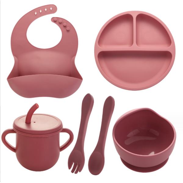 Silicone Feeding Set Food Grade Baby Silicone Tableware Set for Toddler Children Dining