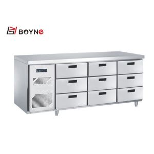 Counter Industrial Catering Fridge Self - Closing Nine Drawers SS201 Adjustable