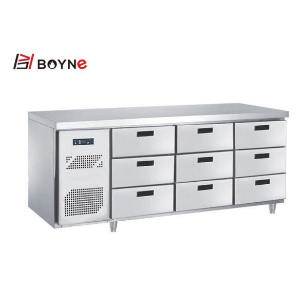 Counter Industrial Catering Fridge Self - Closing Nine Drawers SS201 Adjustable