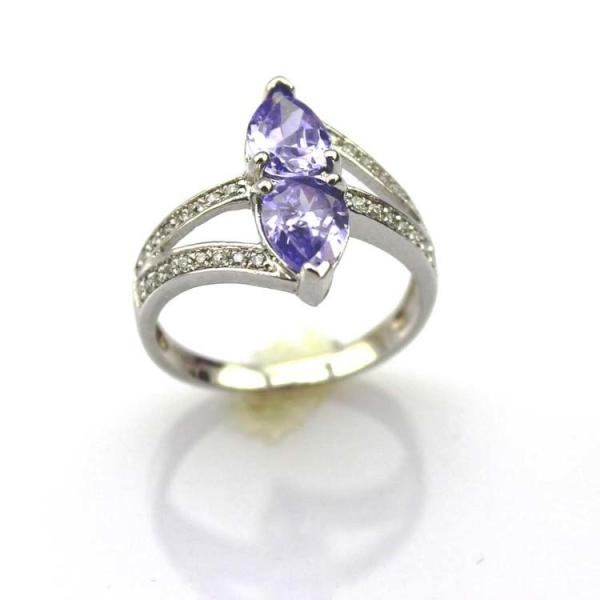 Buy 925 Silver  5mmx7mm Purple Cubic Zirconia Ring (JR042) at wholesale prices