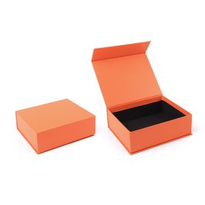 Paper jewelry Gift Box Packaging Eco Friendly Cardboard orange Magnetic Jewelry