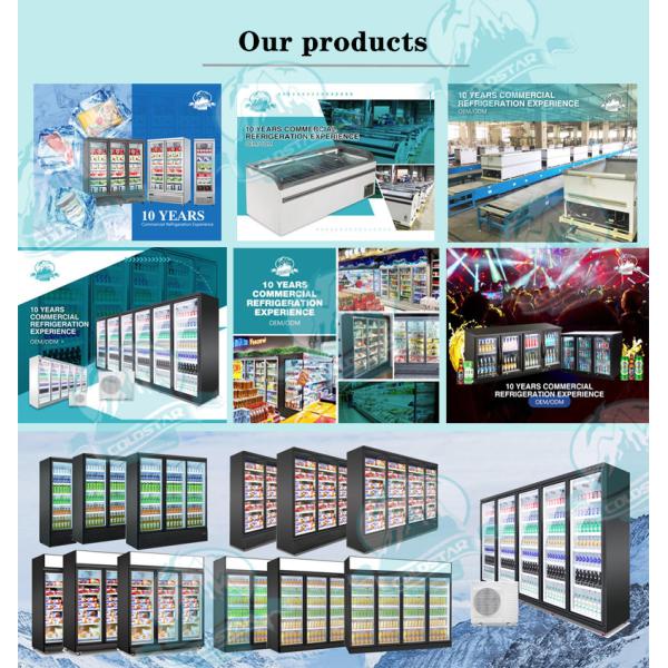 Commercial Fan Cooling -18~-22 Degree Freezer Commercial Movable Display Cabinet 2-6 Door Vertical Freezer