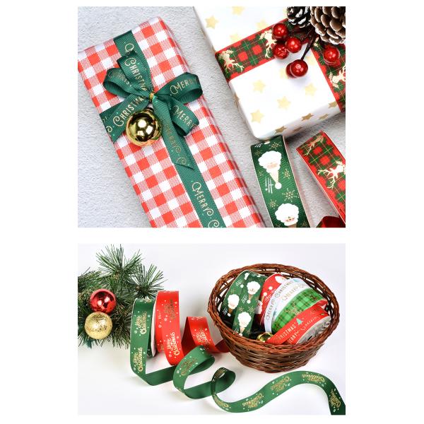 Wholesale Personalized Celebrate Gift Wrapping 20mm Printed Logo Grosgrain Christmas Ribbon Decoration