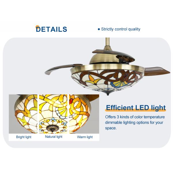 Vietnam Ceiling Fans with Lights and Hidden Blades 42 Inch 106cm Crystal Decorative Design