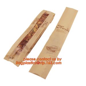 Logo Printed Grease Proof Foil Lined Brown Kraft Paper Bread Packaging Bag