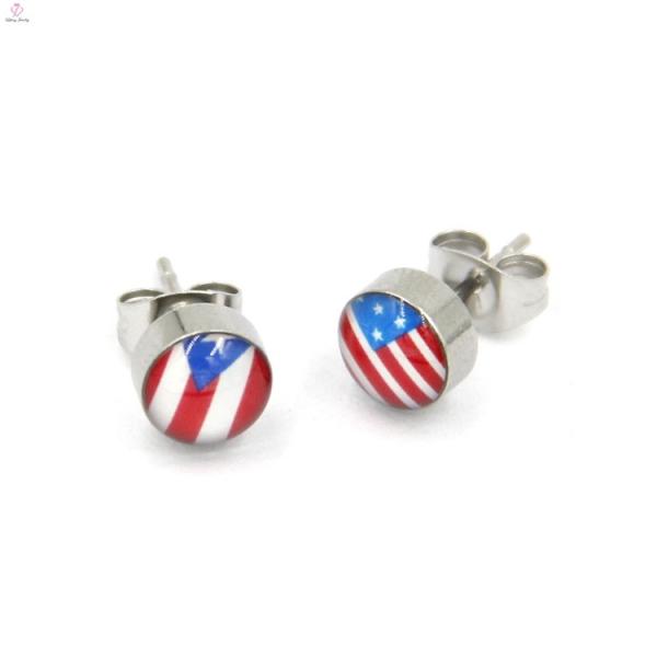 Buy Body Piercing Jewelry Petrol Dripping Stainless Steel Stud Flag Earrings at wholesale prices
