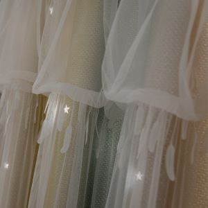 Linen Embroidered Sheer Panel Curtains 100% Polyester Blackout