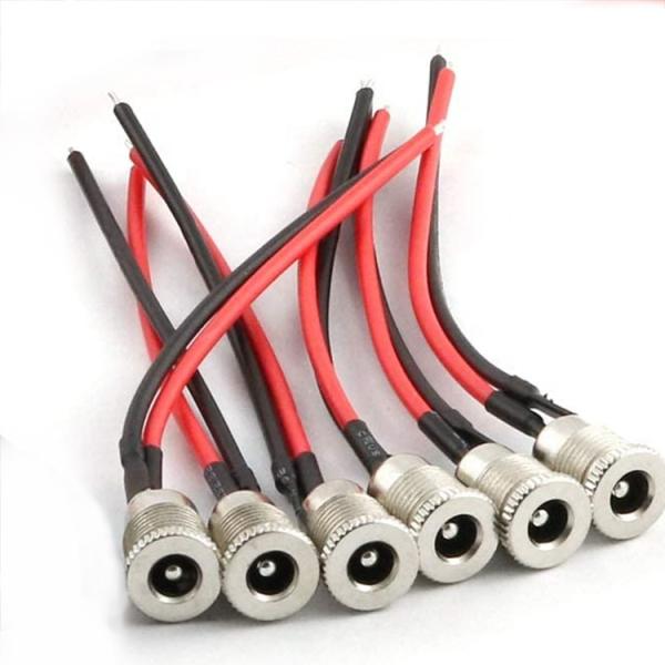 Threaded Female Mount DC099 Barrel Jack Socket 10A 5.5x2.1mm DC Power Adapter Tinnned Wire End Cable