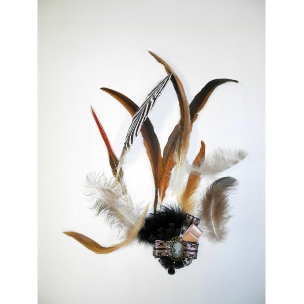 10x40cm Hat Decoration Feather Brooch Pin , Feather Hat Pin With Accessory