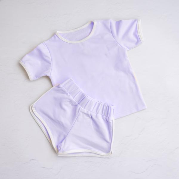 Little Girl Boy Basic White Trim T Shirt Set 100% Cotton Personalized Jersey Fabric Embroidery Summer Shorts And T Shir