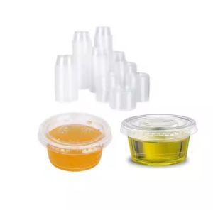 Reusable 5oz PLA Small Plastic Sauce Cups With Lid Biodegradable