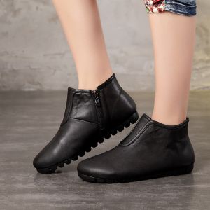 S075 Autumn and winter new fashion boots women retro handmade leather elastic