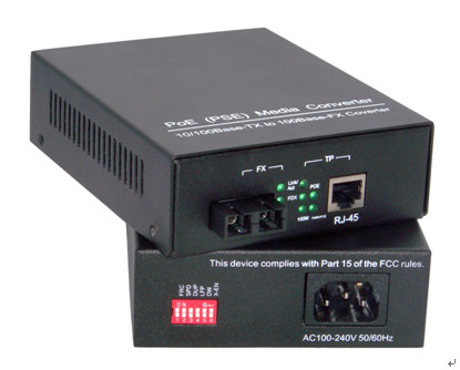 PSE POE Industrial Media Converter 100Base-FX Media Converter WIth Shielded RJ