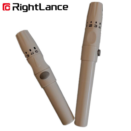 Adjustable White Abs Sterile Pen Blood Lancet For Medical Use 5 Depth Settings