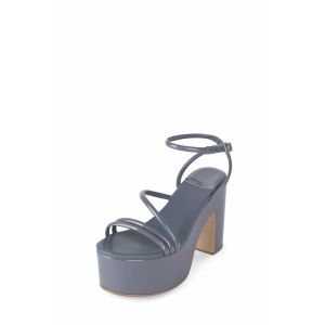 Glazed Leather Womens Wedge Heeled Shoes