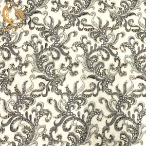 Pure Hand Beaded Embroidered Bridal Lace Fabric For Fashion Evening Dresses