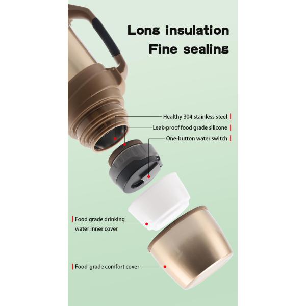 2.0L Double Wall Vacuum Travel Pot For Cooking Large Thermos Travel Flask Keeps Cold Up To 72 Hours