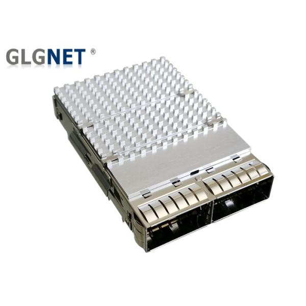 EMI Tabs One Piece QSFP28 Cage 1 X 2 Ganged Press Fit Mount For QSFP28 Optical