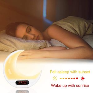 Sleep Aid Colourful 24H Time Display Wake Up Alarm Clock Light