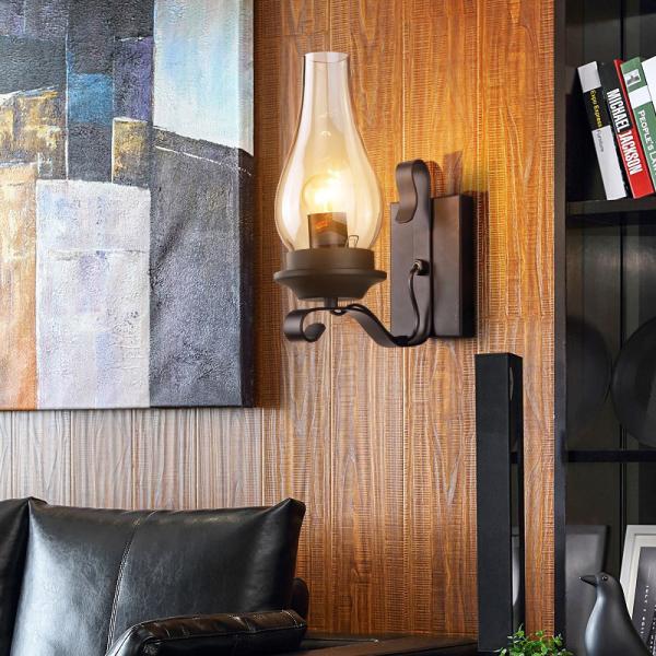 Retro industrial light iron wall lamp creative restaurant corridor bedroom bedside glass wall light (WH-VR-40)