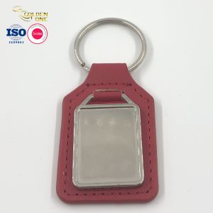 Metal Laser Engraving Key Chain , Genuine PU Leather Blank Key Chain