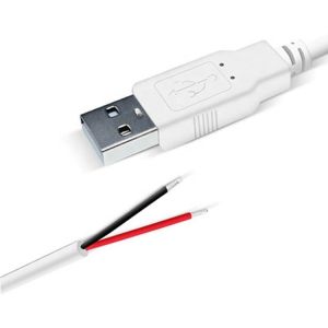 Custom 1m 2m 3m White USB A Male to Open End Tinned Wire Breakout Extension