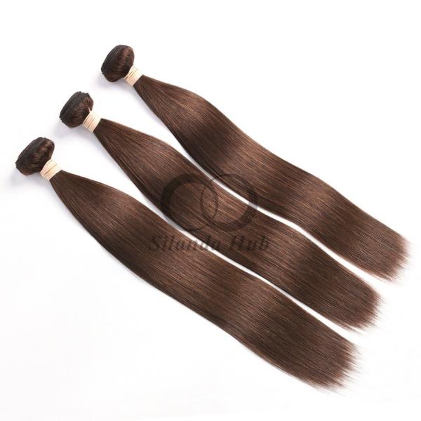 #4 Medium Brown Straight Remy Human Hair Bundles Sew In Weave Bundles Brazilian Bundle Deals