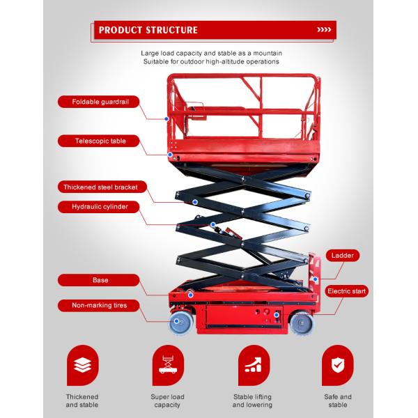 High Quality4m 6m 8m 10m 12m 14m 320Kg Capacity Electric Mobile Scissor Lift Manlift Mobile Platform Rough Terrain