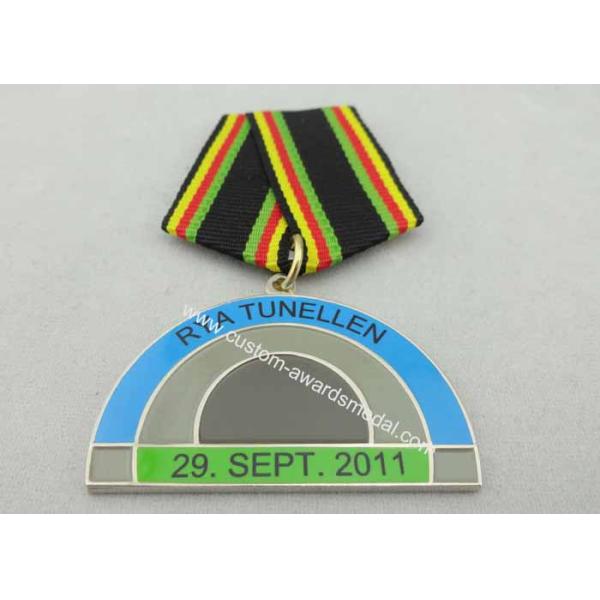 Die Stamping Brass / Iron / Brass Custom Awards Enamel Medal with Short Ribbon