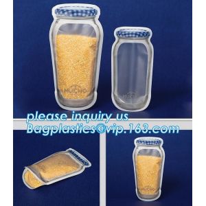 Matte Clear Bags Zip Lock Resealable Packing Grain Food Pouches, Reusable