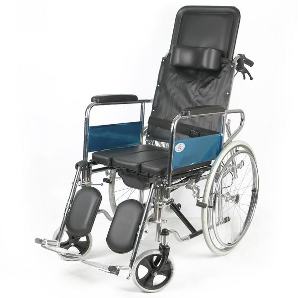 Buy Full Lying Multifunctional Folding Steel Wheelchair With Toiletable Medical Chair at wholesale prices