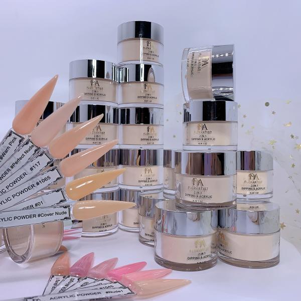 Custom Logo 1oz Nail Supplies 60 Colors in Stock Nude Pink Color Powder Dipping Acrylic Powder for Nail Art