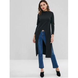 High Low Slit Custom Longline T Shirt For Women