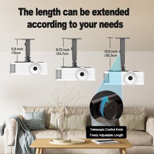 Full Motion Projector Ceiling Mount Adjustable Height Extendable Projector Mount