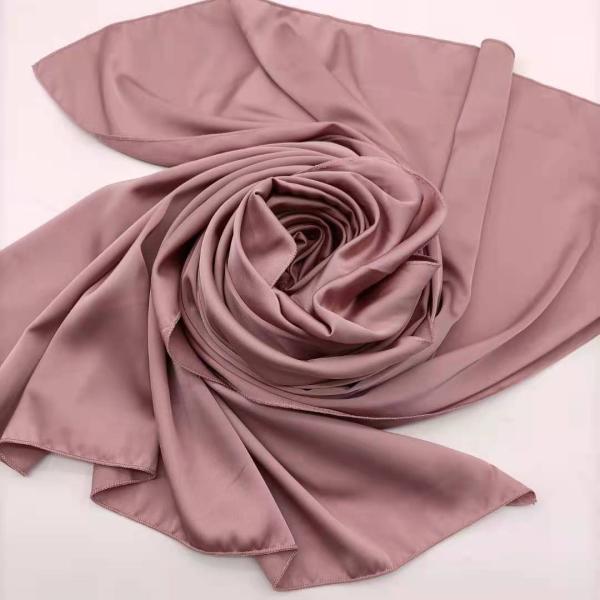 WEIWEI Hot Selling Luxury Solid Color Satin Silk Hijab Scarf 70*180CM Long Plain Shawl for Muslim Women
