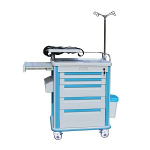 Mobile Emergency Cart , Hospital Ward Crash Trolley With Drawers