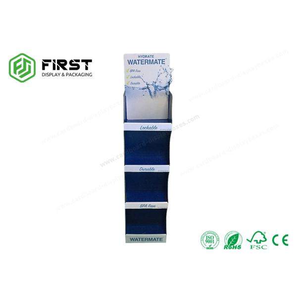 Custom POP Retail Promotional Folding Paper Floor Display Shelf For Drinks