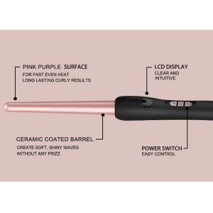 Customized Logo Ceramic Curling Wand Power Wave ROHS 1 Inch